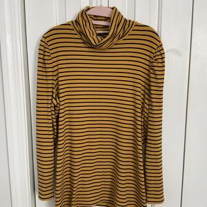 Talbots Yellow and Black Striped Turtleneck NEW